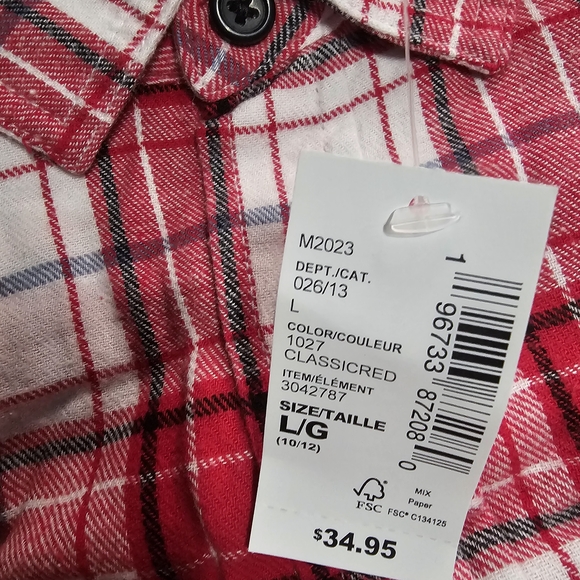 The Children's Place Red and White Plaid Shirt - Picture 3 of 4